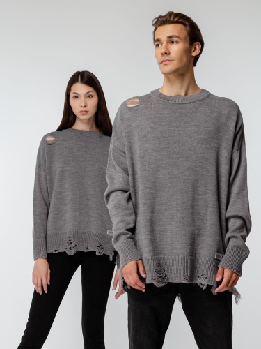 Джемпер оверсайз унисекс Grunge, серый фото 5