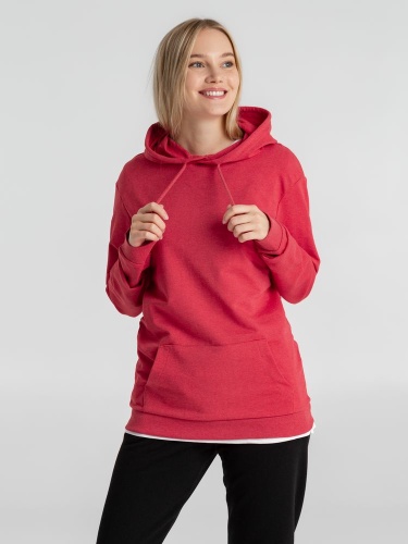 Толстовка с капюшоном унисекс Hoodie, красный меланж фото 12