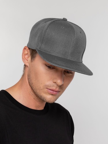 Бейсболка Snapback с прямым козырьком, серая фото 5