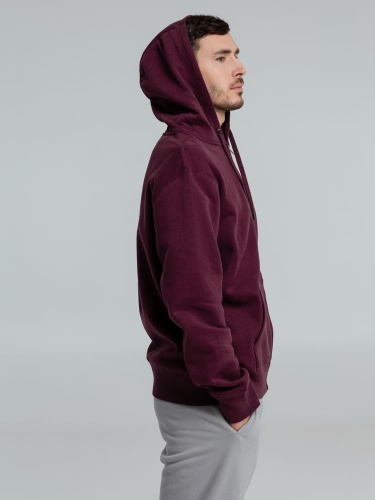 Толстовка на молнии с капюшоном унисекс King, бордовая фото 10