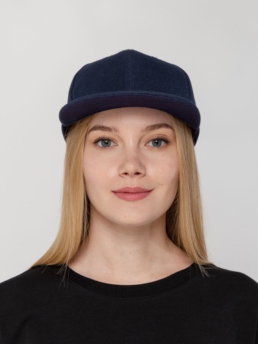 Бейсболка Snapback с прямым козырьком, темно-синяя фото 5
