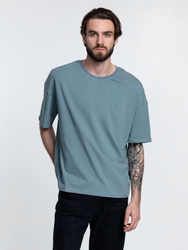 Футболка унисекс оверсайз Crosstown, серо-зеленая Футболка унисекс оверсайз Crosstown, серо-зеленая