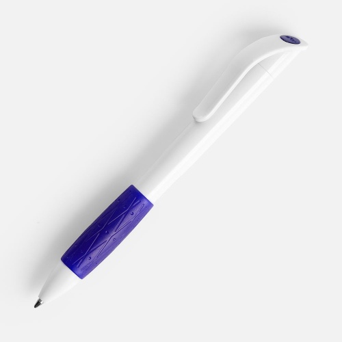 Ручка шариковая Grip, белая (молочная) с синим