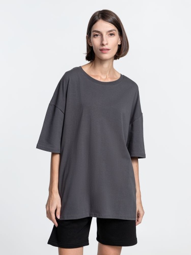 Футболка унисекс оверсайз Crosstown, темно-серая Футболка унисекс оверсайз Crosstown, темно-серая