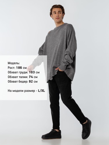 Джемпер оверсайз унисекс Grunge, серый фото 4