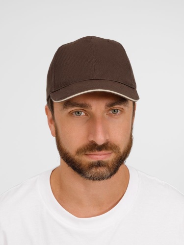 Бейсболка Buffalo, коричневая с бежевым фото 3 Бейсболка Buffalo, коричневая с бежевым фото 3