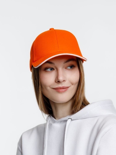 Бейсболка Spiker, оранжевая с белым фото 3