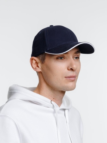 Бейсболка Spiker, темно-синяя с белым фото 4 Бейсболка Spiker, темно-синяя с белым фото 4