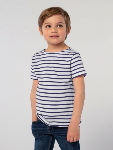 Футболка детская Miles Kids белая с темно-синим фото 3