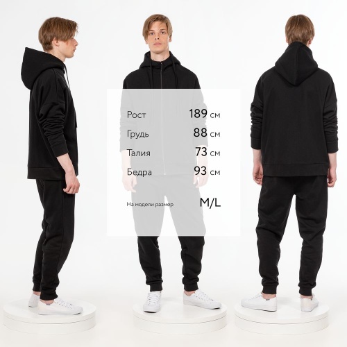 Толстовка унисекс H3, черная фото 3