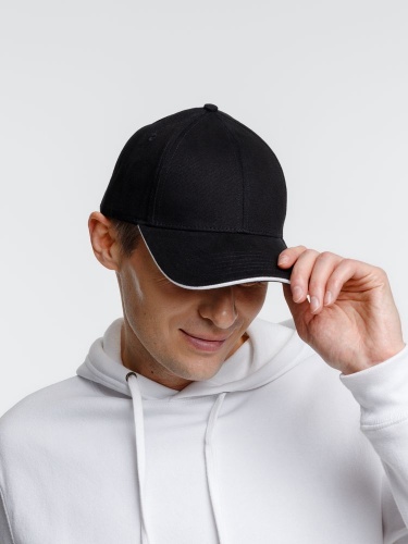 Бейсболка Spiker, черная с белым фото 4 Бейсболка Spiker, черная с белым фото 4