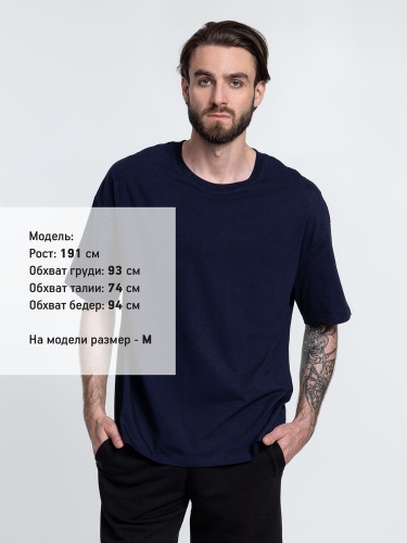 Футболка унисекс оверсайз Crosstown, темно-синяя фото 3 Футболка унисекс оверсайз Crosstown, темно-синяя фото 3