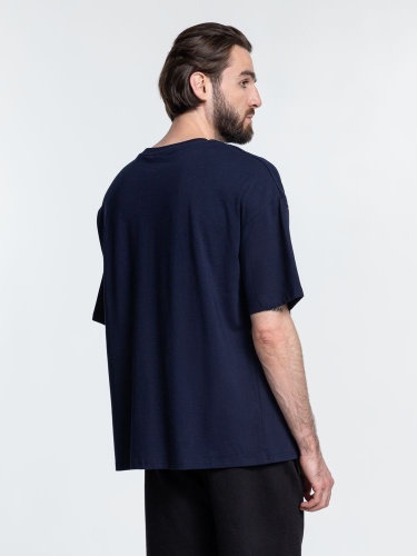 Футболка унисекс оверсайз Crosstown, темно-синяя фото 4 Футболка унисекс оверсайз Crosstown, темно-синяя фото 4