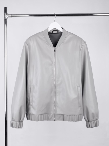 Бомбер из искусственной кожи Univer, серый фото 2 Бомбер из искусственной кожи Univer, серый фото 2