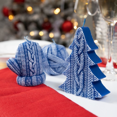 Свеча Kniteam, елка, синяя фото 3