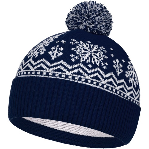 Шапка Elnik, синяя с молочно-белым фото 2 Шапка Elnik, синяя с молочно-белым фото 2