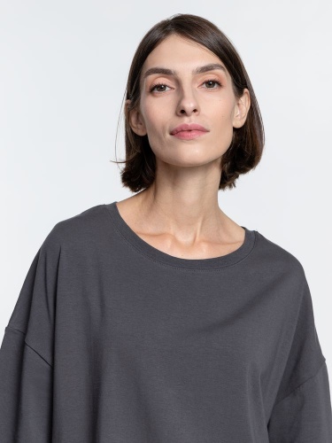 Футболка унисекс оверсайз Crosstown, темно-серая фото 3 Футболка унисекс оверсайз Crosstown, темно-серая фото 3