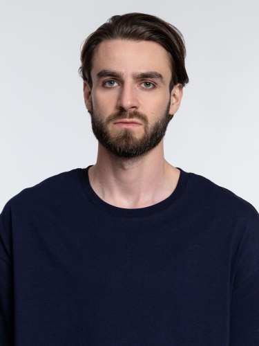 Футболка унисекс оверсайз Crosstown, темно-синяя фото 5 Футболка унисекс оверсайз Crosstown, темно-синяя фото 5