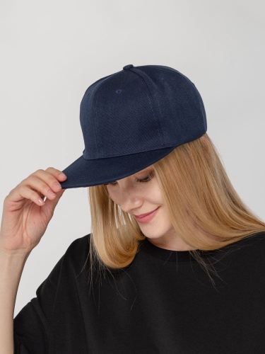 Бейсболка Snapback с прямым козырьком, темно-синяя фото 6