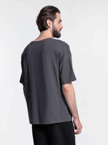 Футболка унисекс оверсайз Crosstown, темно-серая фото 4 Футболка унисекс оверсайз Crosstown, темно-серая фото 4