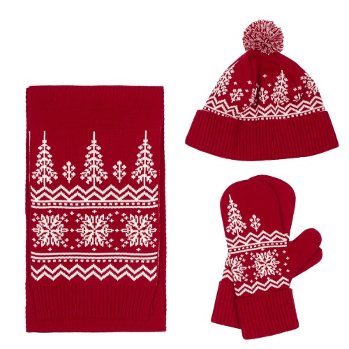 Варежки Elnik, красные с молочно-белым фото 2