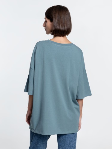 Футболка унисекс оверсайз Crosstown, серо-зеленая фото 4 Футболка унисекс оверсайз Crosstown, серо-зеленая фото 4