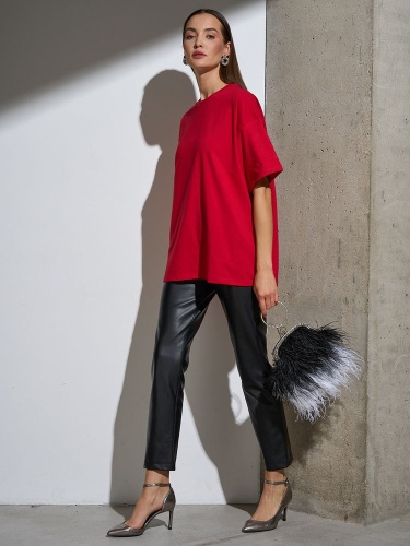 Футболка Oversize Premium, красная фото 6