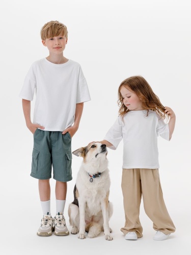 Футболка детская оверсайз Teezer, белая фото 3