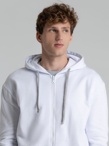Толстовка на молнии с капюшоном Unit Siverga Heavy, белая фото 10