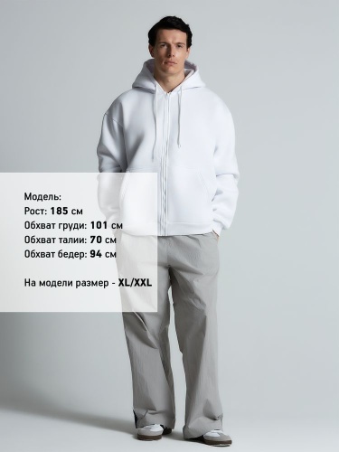 Толстовка унисекс оверсайз Zippy, белая фото 4 Толстовка унисекс оверсайз Zippy, белая фото 4