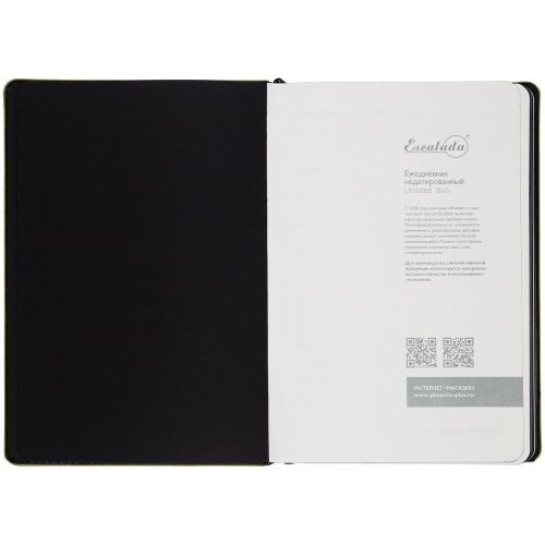 Ежедневник Alanis, недатированный, черный с зеленым фото 4 Ежедневник Alanis, недатированный, черный с зеленым фото 4