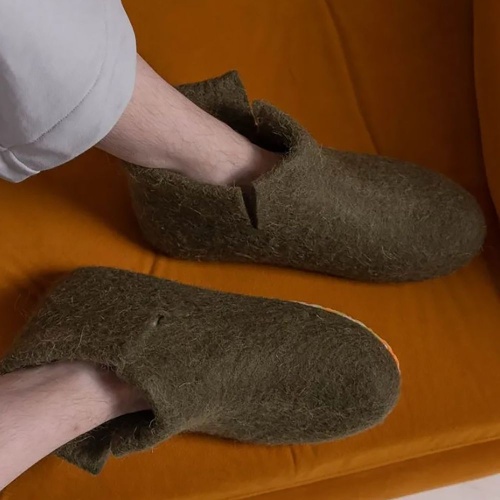 Домашние валенки Wild, зеленые (олива) фото 3 Домашние валенки Wild, зеленые (олива) фото 3
