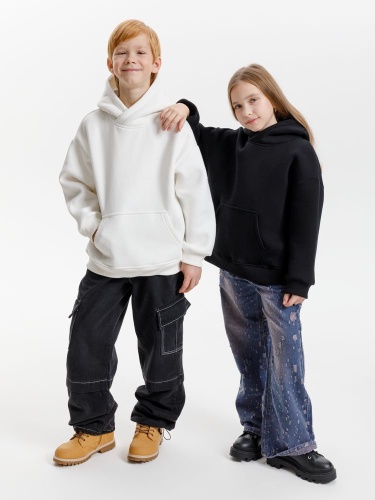 Худи детское оверсайз Junipero, черное фото 5 Худи детское оверсайз Junipero, черное фото 5