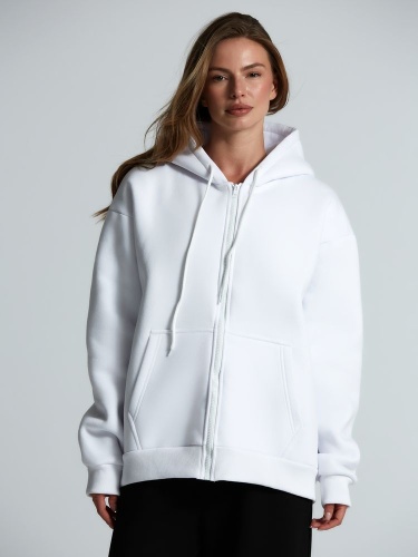 Толстовка унисекс оверсайз Zippy, белая фото 2 Толстовка унисекс оверсайз Zippy, белая фото 2