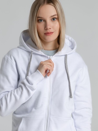 Толстовка на молнии с капюшоном Unit Siverga Heavy, белая фото 14