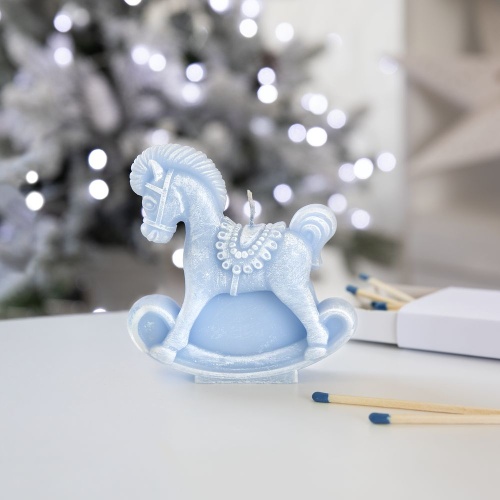 Свеча фигурная «Лошадка-качалка», голубая фото 3 Свеча фигурная «Лошадка-качалка», голубая фото 3
