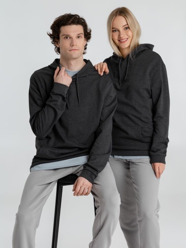 Толстовка с капюшоном унисекс Hoodie, серый меланж (антрацит) фото 18