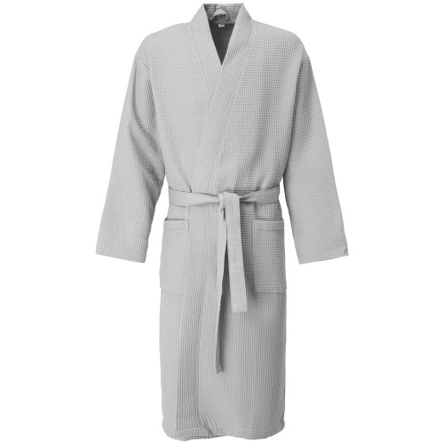 Халат вафельный Kimono, светло-серый фото 2