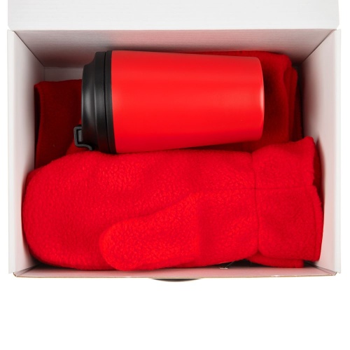 Набор Fleecy с термостаканом, красный фото 2 Набор Fleecy с термостаканом, красный фото 2