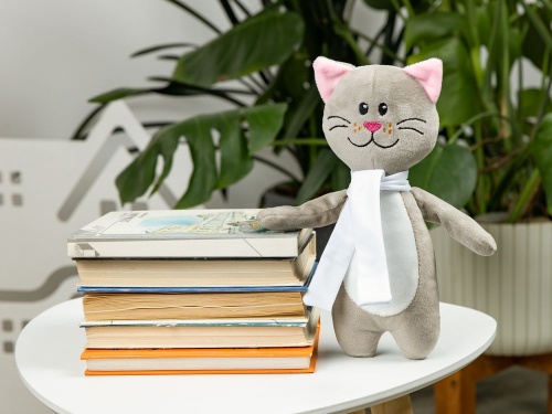 Мягкая игрушка Beastie Toys, котик с белым шарфом фото 6