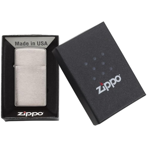 Зажигалка Zippo Slim Brushed, матовая серебристая фото 3
