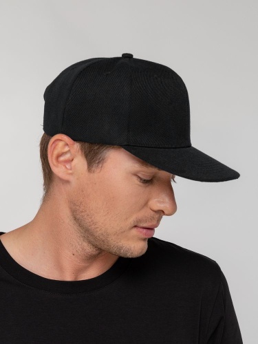 Бейсболка Snapback с прямым козырьком, черная фото 5