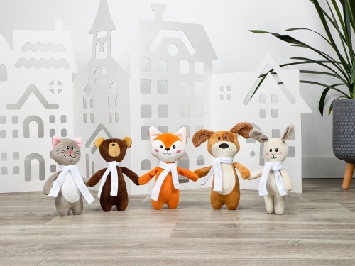 Мягкая игрушка Beastie Toys, мишка с белым шарфом фото 9