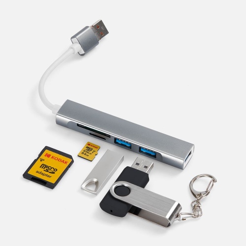 USB-хаб Slotto, серый фото 2