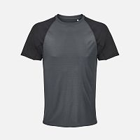 Футболка спортивная унисекс Vortex, черная с темно-серым