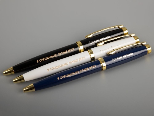 Ручка шариковая Letra Gold, глянцевая, белая фото 3 Ручка шариковая Letra Gold, глянцевая, белая фото 3