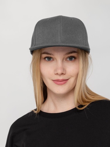 Бейсболка Snapback с прямым козырьком, серая фото 7