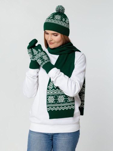 Шапка Elnik, зеленая с молочно-белым фото 3 Шапка Elnik, зеленая с молочно-белым фото 3