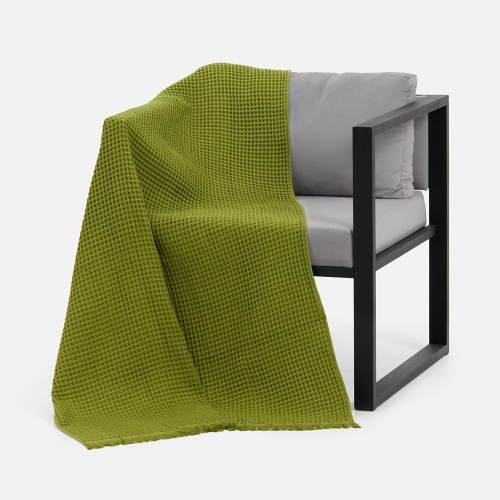 Плед вафельный Elenglect, зеленый фото 5