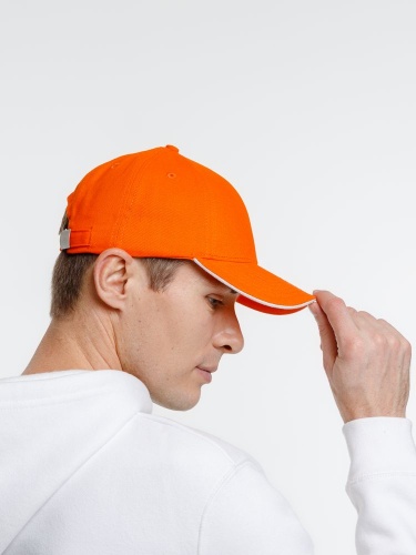 Бейсболка Spiker, оранжевая с белым фото 4